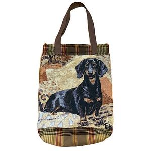 Large Tapestry Dachshund Padded Tote Bag